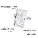 Boutique Solid Statement Ring White Gold Plated Sterling Adjustable‎ Lattice Wide Band Photo 5