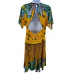 Farm Rio  Women's Dress Hand‎ Block Printed Yellow Boho Tropical Resort Medium Photo 3