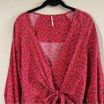 Free People ✨ Clara Red Floral Wrap Dress Front Tie Small Photo 4