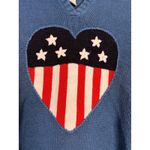 The Quaker Factory Blue Heart Flag USA Sweater Size M Ramie Cotton American Size M Photo 1