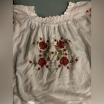 Authentic Made In Greece Embroidered White Lace Cotton Woman’s Shirt (Size Photo 1