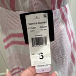 Sandra Darren  Striped Tea Length Dress MIDI Pink & White Dainty Baby Shower Photo 5