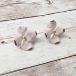 Vintage Clip On Earrings Light Dusky Pink Flower Photo 3