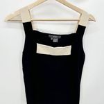 Per Se Blouse Women M Black Cream Square Neck Sleeveless Stretch Viscose Blend Photo 0