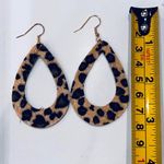 Faux Fur Teardrop Open Cut Out Dangle Animal Print Earrings New Brown Photo 1