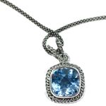 SAMUEL B Cushion Cut Blue Topaz & Popcorn Necklace Photo 2