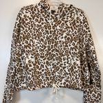 French Laundry  Sport Cheetah Print Cropped Long Sleeve hoodie Women’s XL Photo 1
