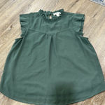 Monteau  Green Ruffled Sleeveless Bib Collar Blouse Photo 0