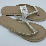 J.Crew ‎ factory Pearl Easy Summer Flip-flops 9 White Tan Preppy Vacation READ Photo 0