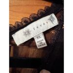 Black Sheer Lace Trimmed Peplum Top Gold Floral Embroidery Long Sleeve Size XL Photo 4