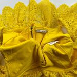 Alice + Olivia Bleeker Eyelet Smocked Crop Top Yellow Size Large Photo 7