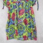 Boho Floral Swirl Sheer Festival Beach VTG Colorful Tunic Cover Up Dress L Large Green Photo 3