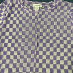 NWOT Checkered Mesh Purple/White Short Sleeve Top Purple Size M Photo 3
