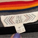 Pink Rose Size M Gray Sleeveless Tank Dress with Vibrant Rainbow Trim Photo 2