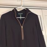 Ralph Lauren Lauren  black leather trim quarter zip long sleeve dress 4 Photo 3