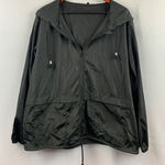 Olive Green Hooded Windbreaker Jacket Size XL Black Photo 0