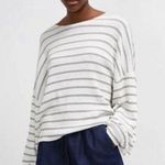 French Connection | White Striped Textured Balloon Sleeve Top Sz M Photo 1