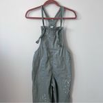 Aerie  werk and play twill jumpsuit‎ w/ paint splatter in green Photo 5
