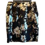 Avenue Metalic Floral Roses Pull On Pencil Skirt Black Gold Silver Women’s 14/16 Photo 0