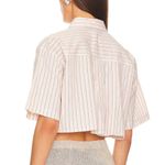 Steve Madden Pink Striped Crop Top XS Button Down Shirt Oversized Boxy $64 NEW Photo 2
