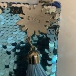 Disney  BLUE SEQUINS CLUTCH WITH “FEARLESS” WRITTEN ON IT…SNOWFLAKE ZIPPER PULL Photo 5