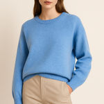 J.Crew  Sweater Women Small Blue Merino Wool Alpaca Crew Neck Long Sleeve Preppy Photo 0