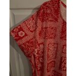 Allison Brittney Plus Red White Patchwork Floral Print Short Sleeve Dress 3X Photo 1