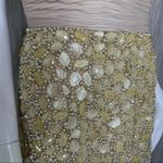 Nwt Eleni Elias beaded stone gold glitter strapless formal prom night out dress Tan Size 6 Photo 7