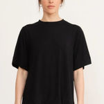 ADAY  Black Essentialist Short Sleeve T-Shirt Stretchy Oversized Women size Small Photo 0