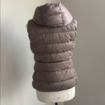Uniqlo Puffer Vest Womens Sz Large Taupe Brown Full Zip Hooded Down Photo 4