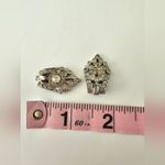 Vintage Silver Tone Metal Clear Rhinestone Dress Clips Photo 2