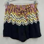 Anthropologie  Linen Blend Shorts Pull On High Rise Elastic Tie Belt Boho Medium Photo 0