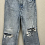 ZARA Jeans Womens 8 Blue High Waist Wide Leg Raw Hem Relaxed Faded Light Wash Photo 0