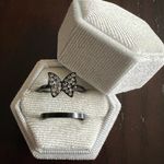 Ladies Stainless Steel Black High Polished 2 Piece Set Rings Size 7 NWT Photo 1