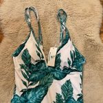 Beachsissi  Swimsuit Size Small One Piece Palm Leaf‎ White Green New With Tags Photo 1