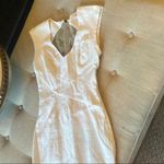 Black Halo 
White Sheer Lace Back Dress Size 4 Photo 3