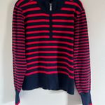 Addison Bay NWT  Active Zip Navy and Red Striped Sweater XL Photo 1