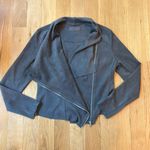 BLANK NYC Motorcycle Jacket Faux Suede Drape Front Gray Medium Photo 3