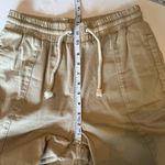 Free People  Drawstring Denim Track Pants Sz Small Khaki Wide Leg High Rise EUC Photo 11