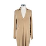 Vince Long Sleeve Polo Dress Johnny Collar Beige Pima Cotton Size Large Photo 1