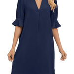 Blue Short Sleeve Shift Dress Size XL Blue Wedding Guest Dress Photo 0