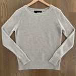 360 Cashmere Orchard Crew Neck Waffle Sweater in Light Heather Grey Size Small Photo 4