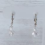 Vintage Clip On Earrings Clear Bead Duo Dangle Silver Photo 1