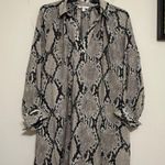 H&M  Snakeskin tunic dress Balloon sleeve Beige Black Lightweight Oversize Size M Photo 8