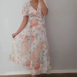 Abercrombie & Fitch Angel Sleeve Wrap Midi DressSmall CoralFloral Pink Vacation Photo 2