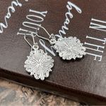 Blue Rose Cameo Earrings Stainless Steel Filigree Vintage Romantic Dangle Photo 7