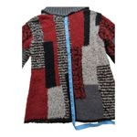 Tabask Patchwork Cardigan Handmade Alpaca Wool Lagenlook Sweater Jacket Size S Red Photo 5