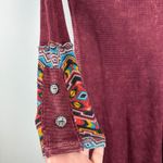 Able Sweater Dress Women's Small Burgundy Texture Knit Geometric Button Cuffs Red Photo 3