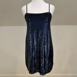 Free People  Time to Shine Navy Blue Sequin Slip Dress Photo 0