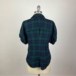Grayson Green Plaid Short Sleeve Popover Blouse Blue Photo 4